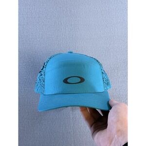 Oakley 5 Panel Hat Strap Back Mens One Size Teal Geometric Outdoor Sports Casual